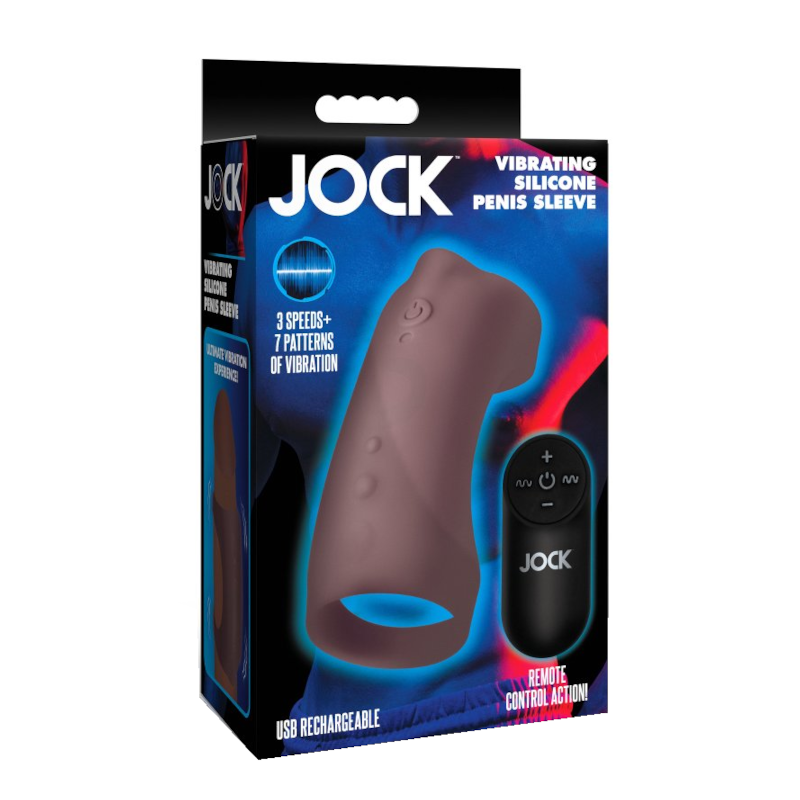 Curve Toys | JOCK Vibrating Silicone Penis Sleeve w Remote Control - Dark