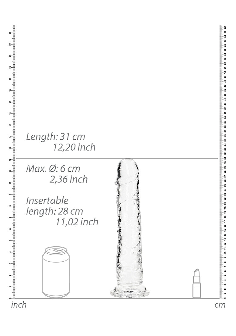 Shots Toys | REALROCK Crystal Clear 11" Straight Dildo No Balls - Translucent