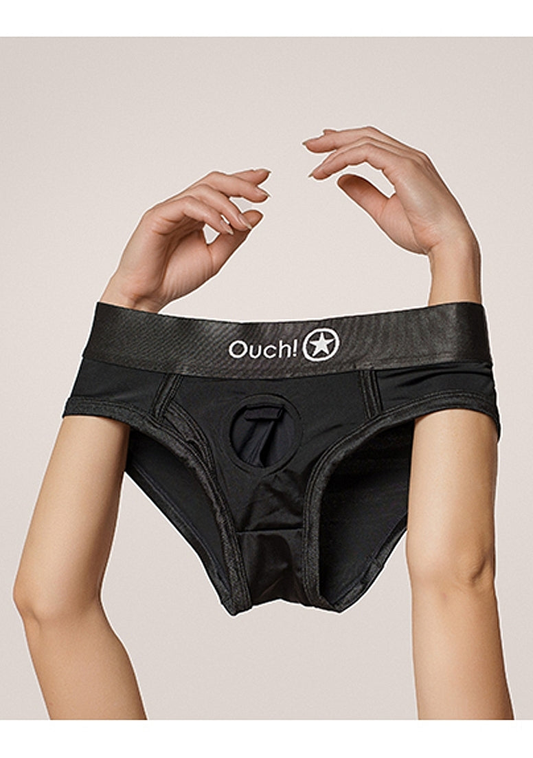 Shots Toys | OUCH! Vibrating Strap-on High-Cut Brief - Black - Size XL/XXL2