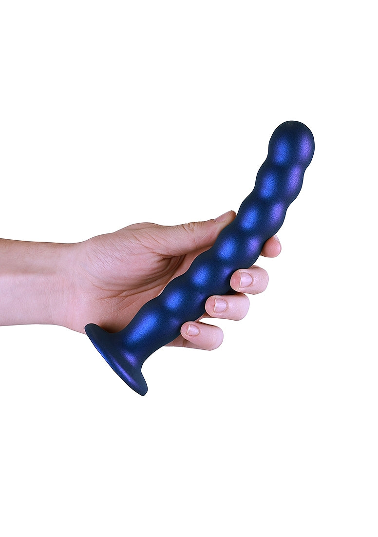 Shots Toys | OUCH! Beaded G-Spot Dildo - 8" / 20.5 cm - Metallic Blue