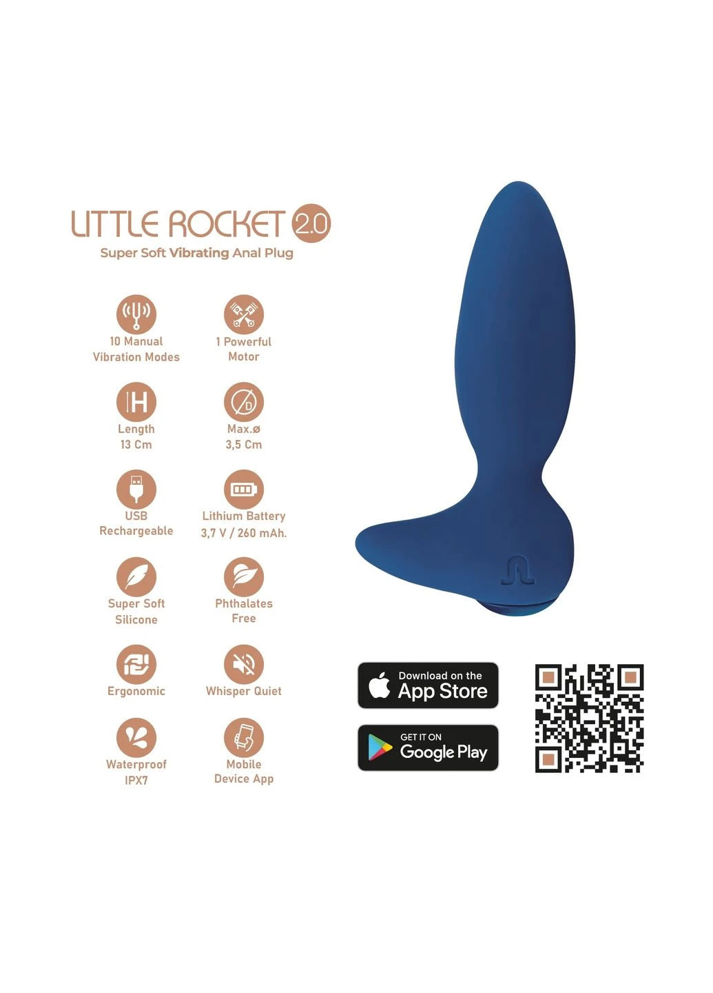 Adrien Lastic Little Rocket II + App Vibrator - Vibrating Anal Plug