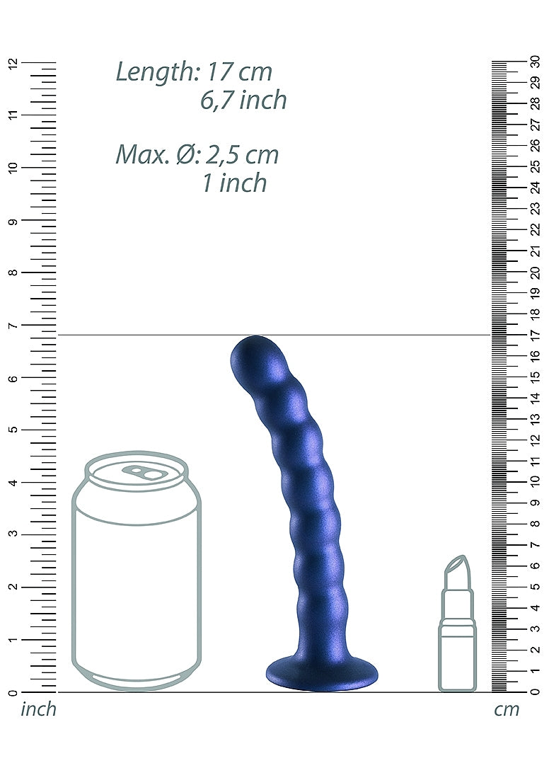 Shots Toys | OUCH! Beaded G-Spot Dildo - 6.5" / 16.5 cm - Metallic Blue