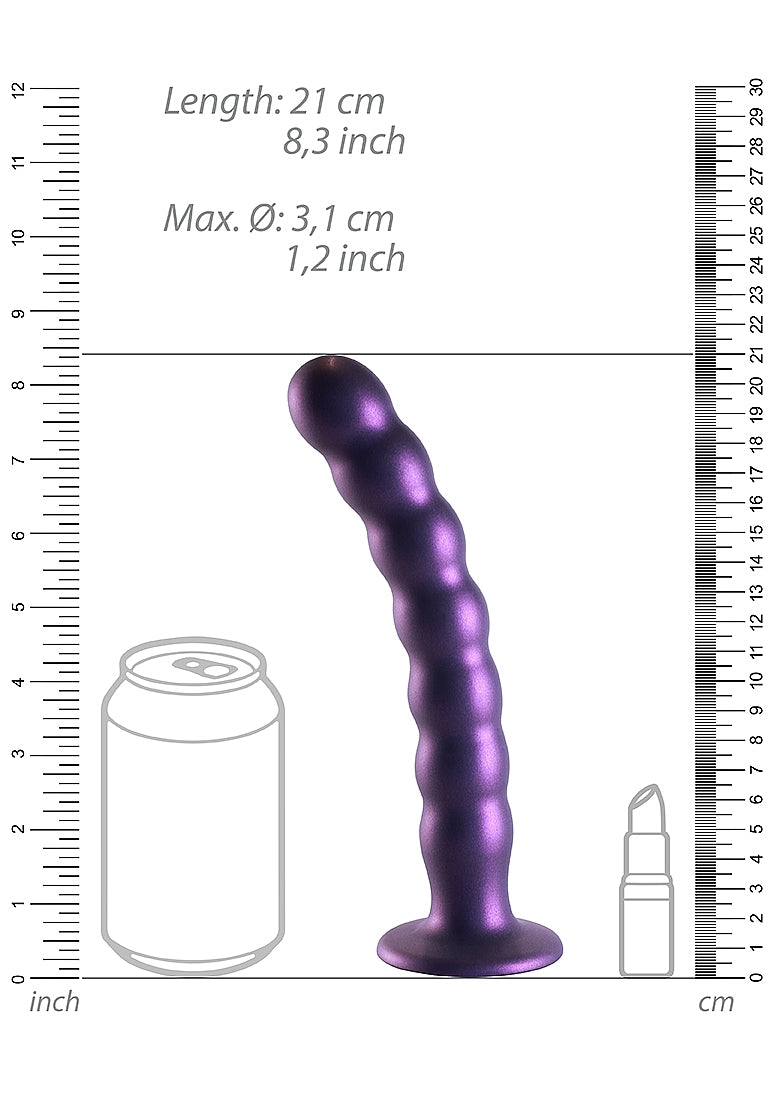 Shots Toys | OUCH! Beaded G-Spot Dildo - 8" / 20.5 cm - Metallic Purple