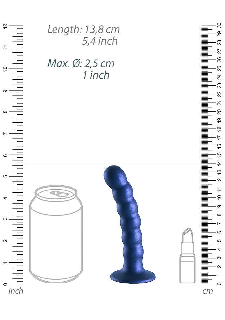 Shots Toys | OUCH! Beaded G-Spot Dildo - 5" / 13 cm - Metallic Blue