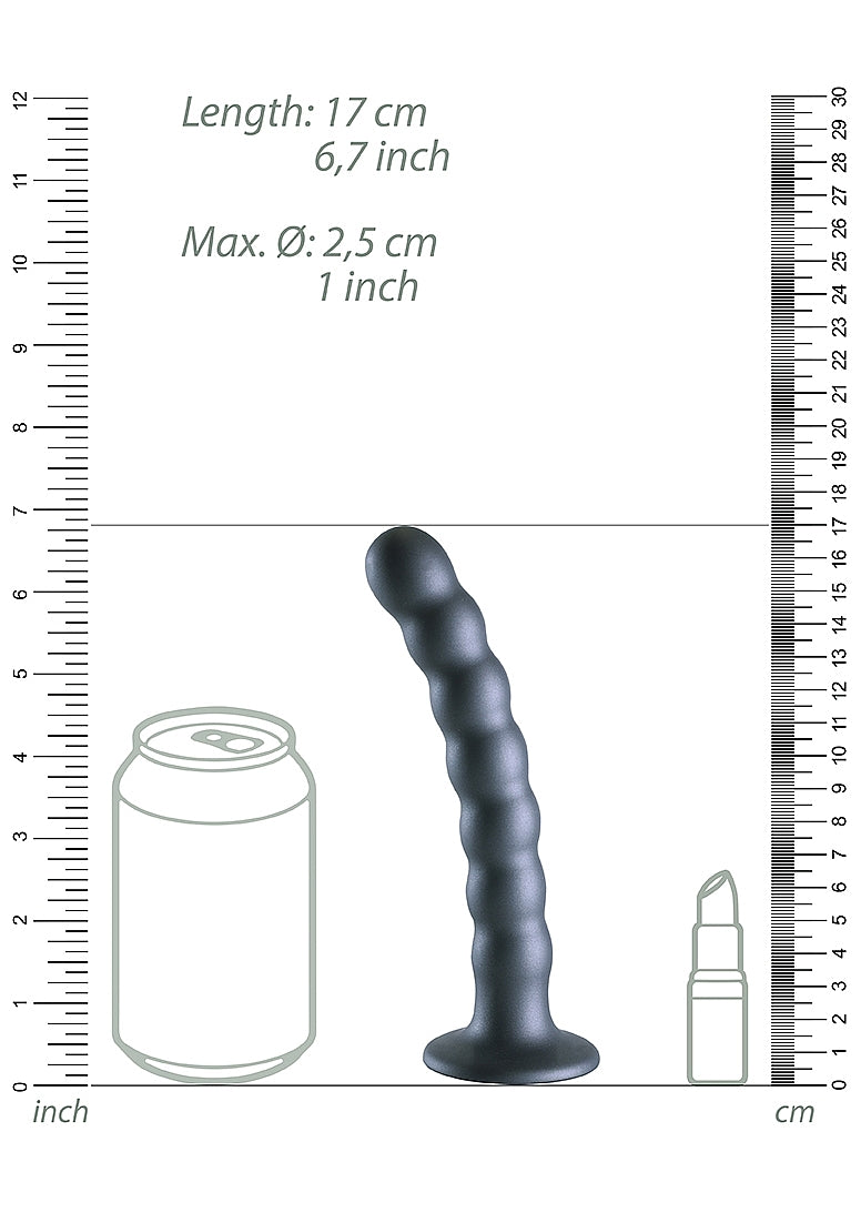 Shots Toys | OUCH! Beaded G-Spot Dildo - 6.5" / 16.5 cm - Gun Metal