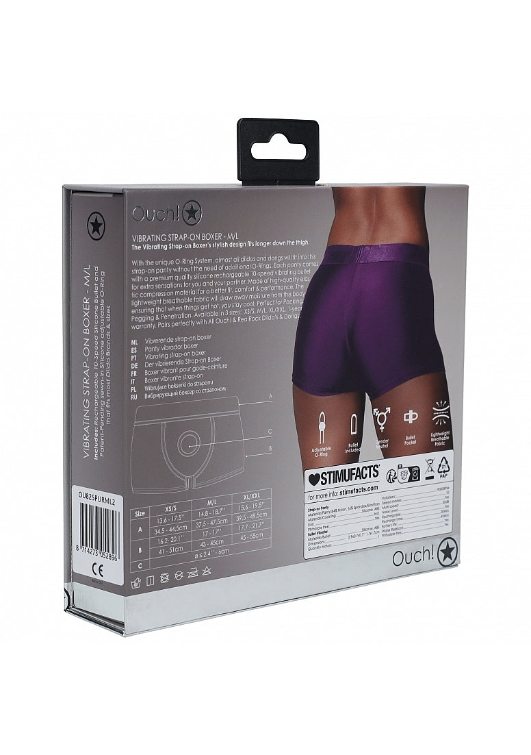 Shots Toys | OUCH! Vibrating Strap-on Boxer - Purple - Size M/L