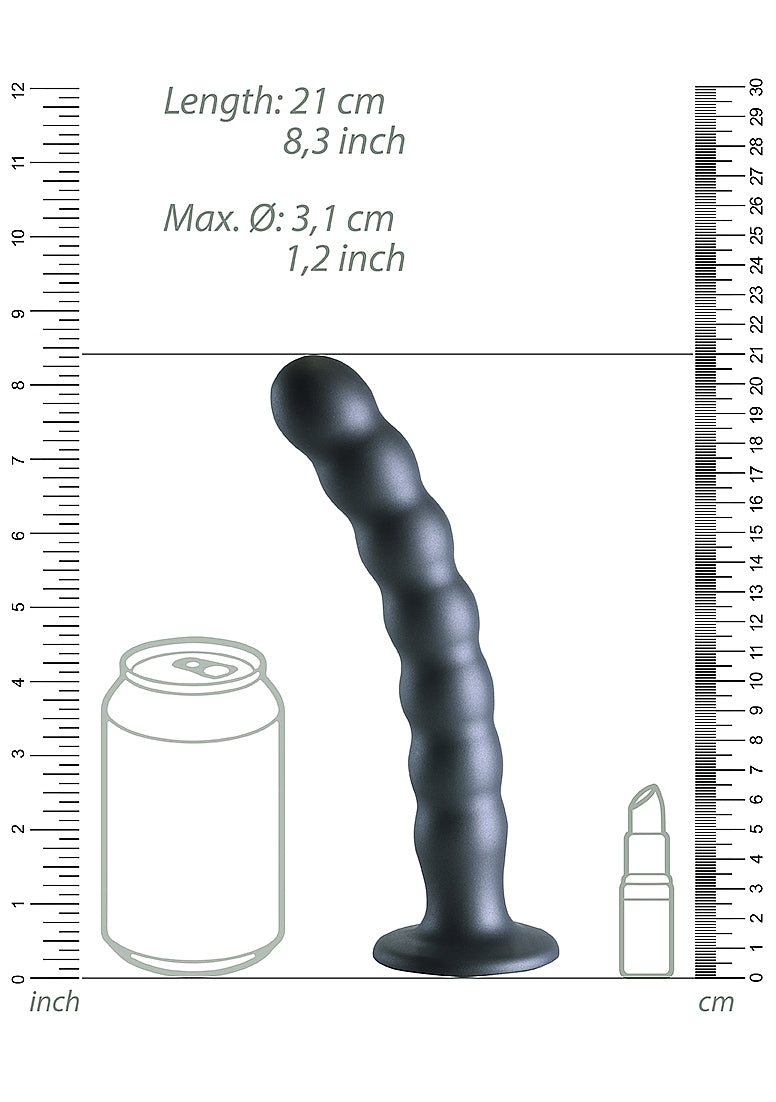 Shots Toys | OUCH! Beaded G-Spot Dildo - 8" / 20.5 cm - Gun Metal