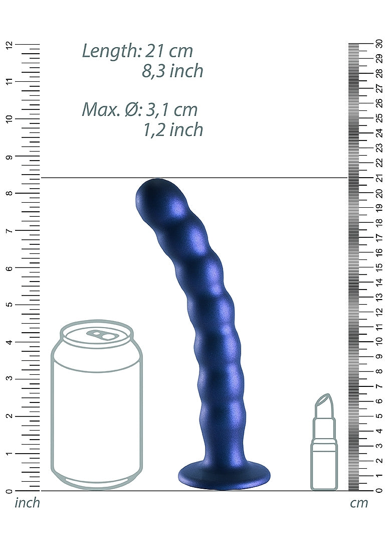 Shots Toys | OUCH! Beaded G-Spot Dildo - 8" / 20.5 cm - Metallic Blue