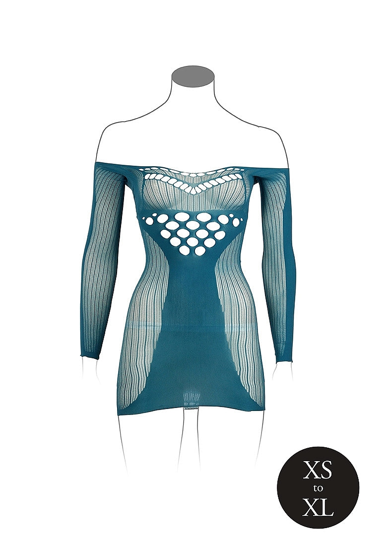 Le Desir Collection Long-Sleeved Net Mini Dress Blue Size OS