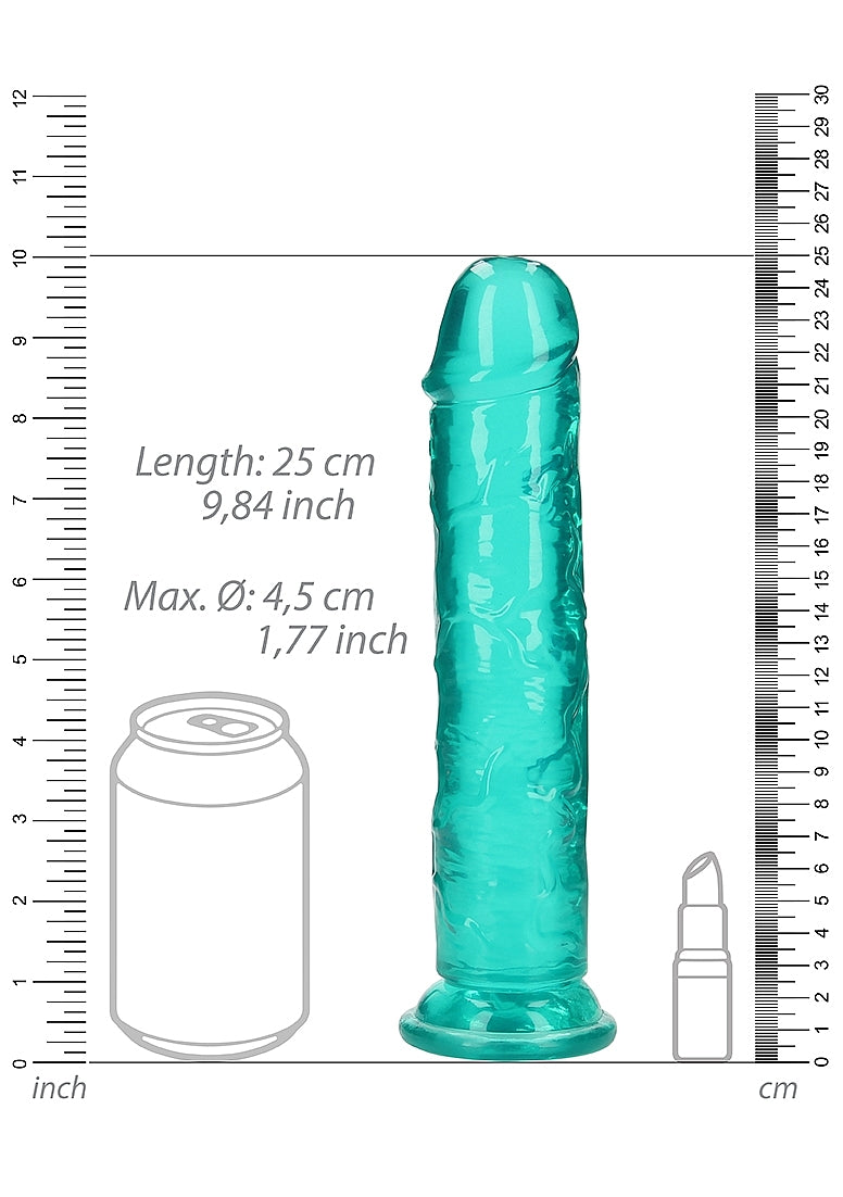 Shots Toys | REALROCK Crystal Clear 9" Straight Dildo No Balls - Turquoise