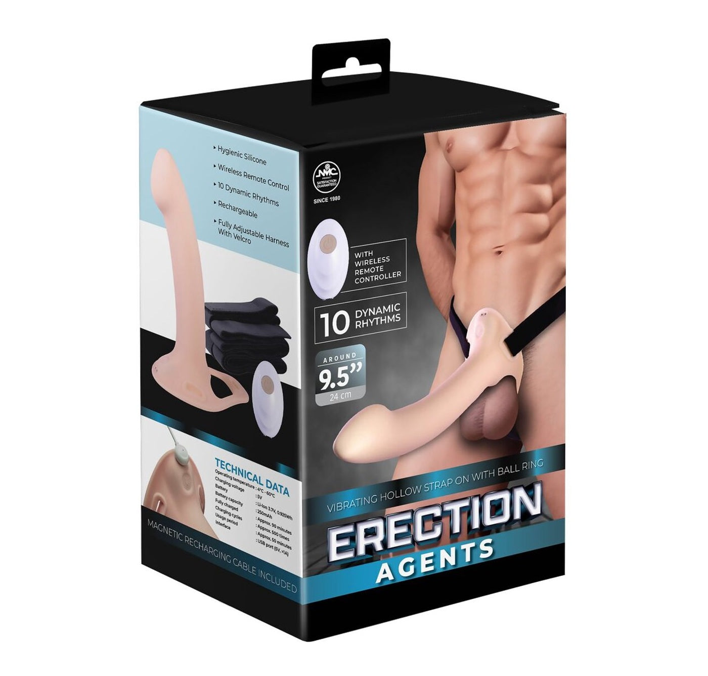 Excellent Power Erection Agents 9.5" Hollow Vibration with Remote Control Flesh