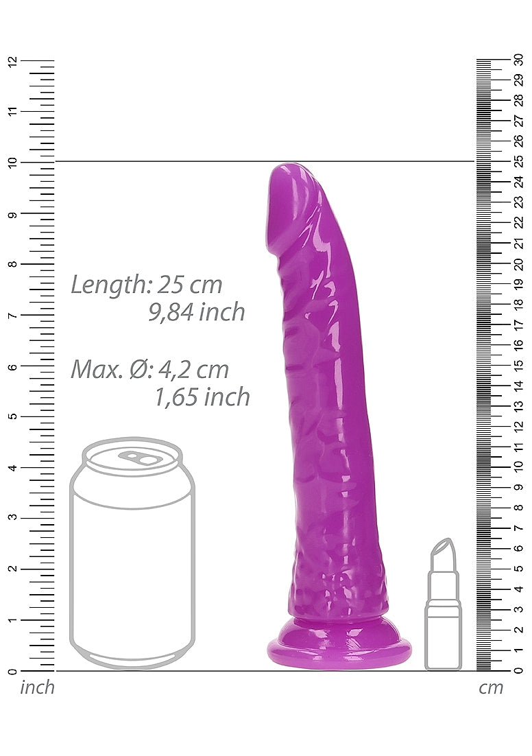 Shots Toys | REALROCK 25cm Slim Glow in the Dark Neon - Purple (9") Dildo Dong