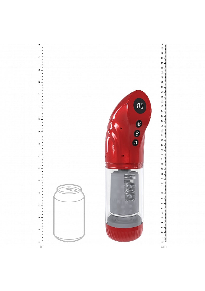 Shots Toys | PUMPED Strokemate - Sucking Rotating Thrusting Auto Masturbator Pump Metallic Red