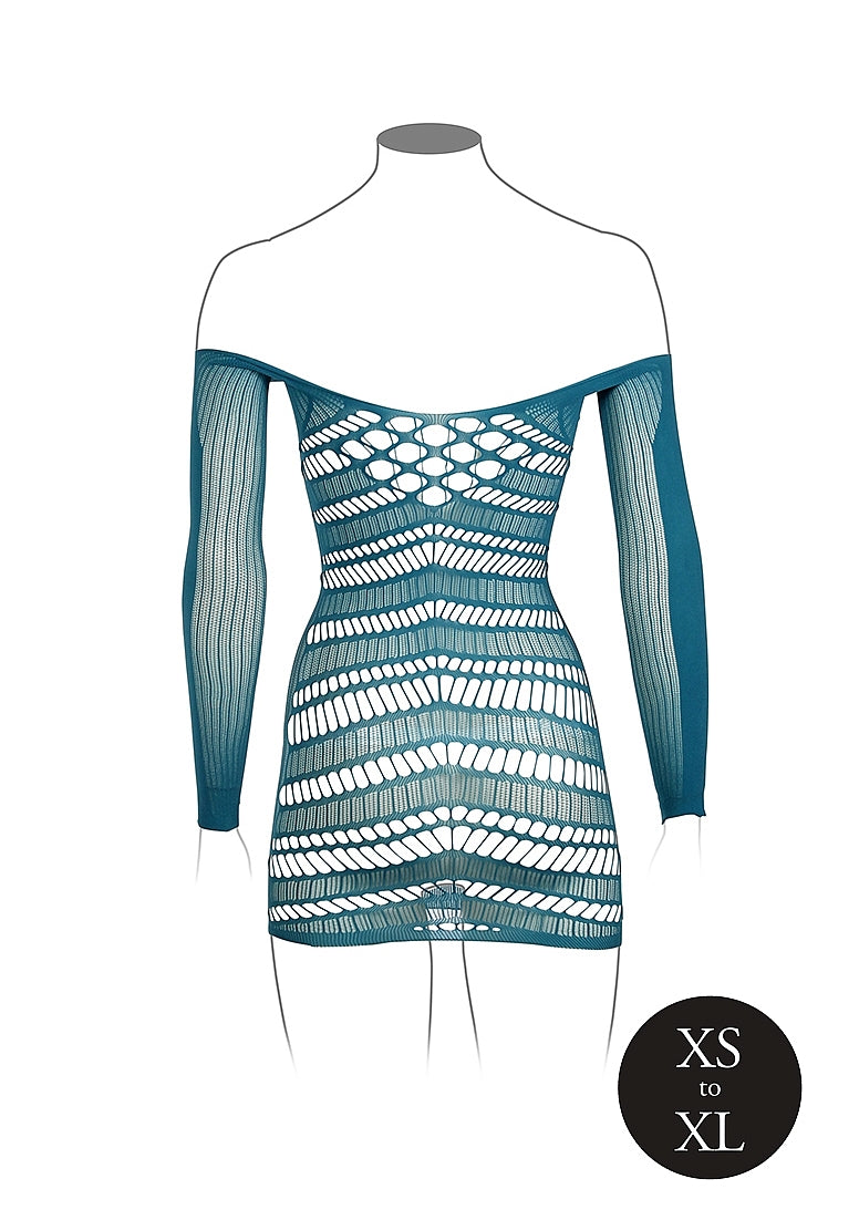 Le Desir Collection Long-Sleeved Net Mini Dress Blue Size OS