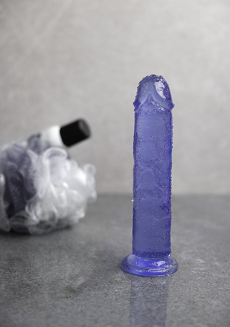 Shots Toys | REALROCK Crystal Clear 7" Straight Dildo No Balls - Blue