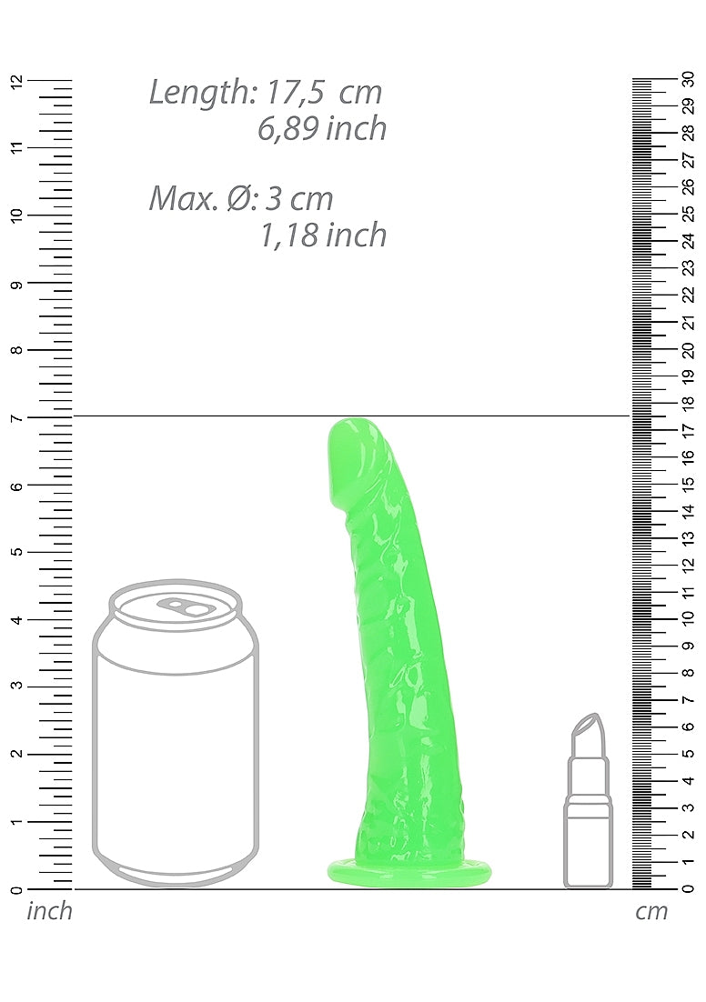Shots Toys | REALROCK 15.5cm Slim Glow in the Dark Neon - Green (6") Dildo Dong