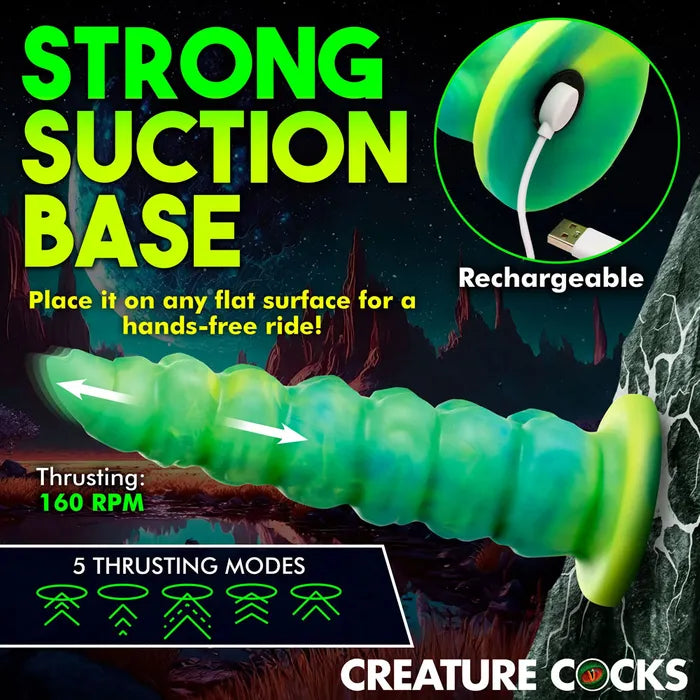Creature Cocks Squirmer - Green 22.3cm Thrusting Fantasy Dildo