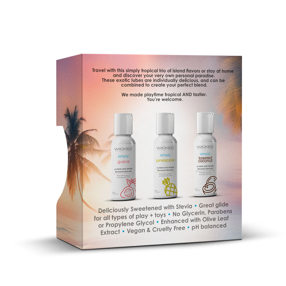 Wicked Simply Tropical Trio - Flavoured Water Based Lubricants - Set of 3x30ml Bottles