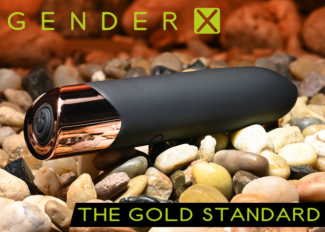 Gender X THE GOLD STANDARD Black/Rose Gold 10 cm USB Rechargeable Bullet Vibrator