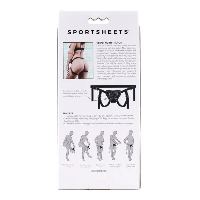 Sportsheets Velvet Noir Strap On - Black Adjustable Strap-On Harness (No Probe Included)