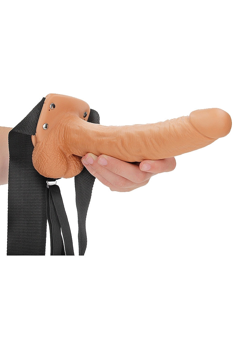 Shots Toys | REALROCK Hollow Strap-On with Balls - 9" / 23cm Tan