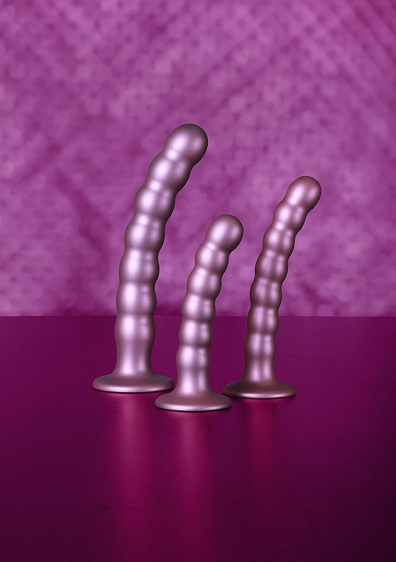 Shots Toys | OUCH! Beaded G-Spot Dildo - 5" / 13 cm - Metallic Blue
