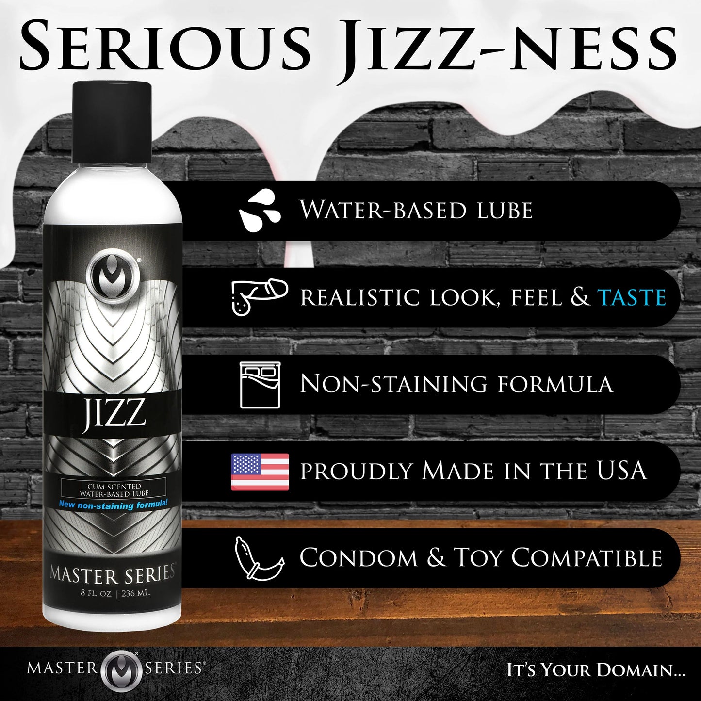 Master Series Jizz Water Based Cum Lubricant 8oz/236ml