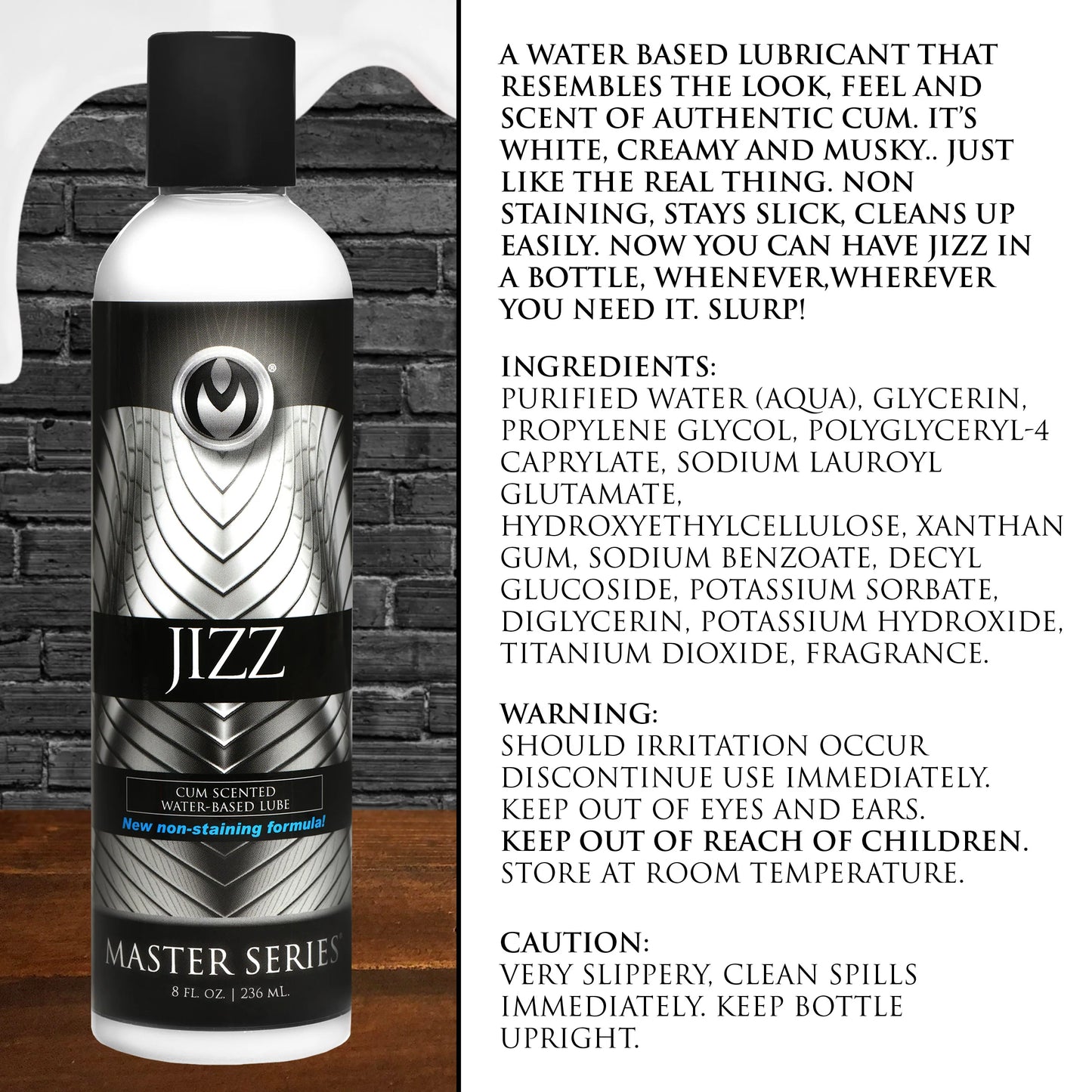 Master Series Jizz Water Based Cum Lubricant 8oz/236ml