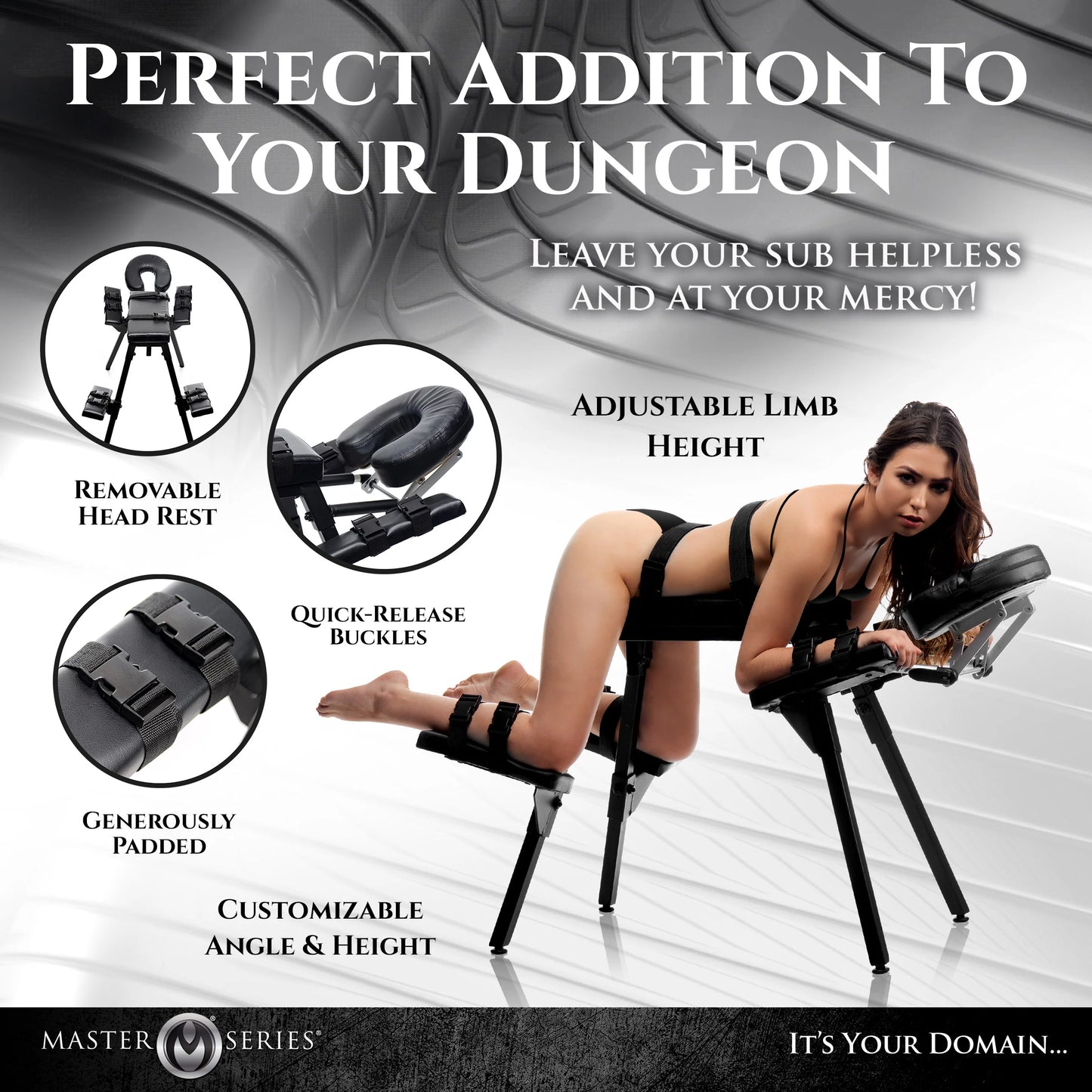 Master Series Obedience Extreme Sex Bench with Restraint Straps