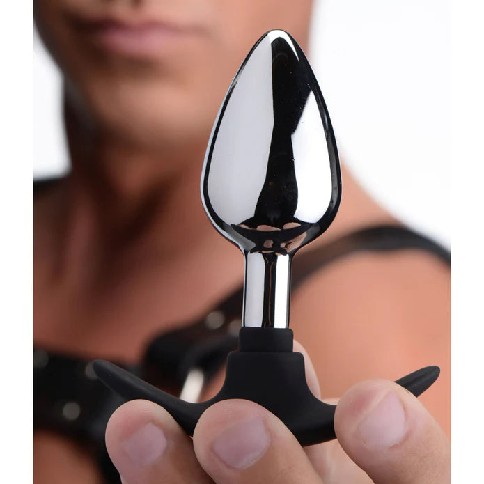 Master Series Dark Invader Metal and Silicone Anal Plug - Medium