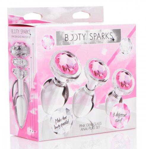 XR Brands | Booty Sparks Pink Gem Glass Anal Plug - Set