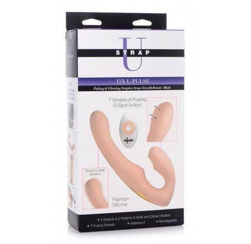 Strap U 15X U-Pulse Pulse & Vibe Strapless Strap-on w/ Remote - Blush