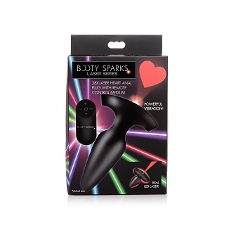 XR Brands | Booty Sparks 28X Laser Heart Silicone Anal Plug with Remote – Medium