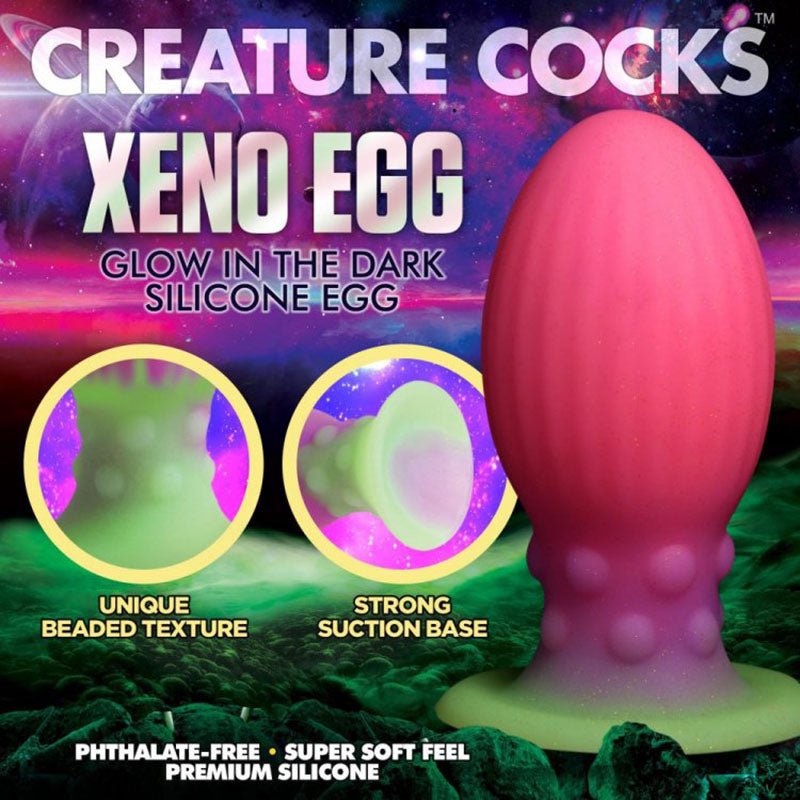 Creature Cocks XL Xeno Egg Glow in Dark Pink 17.5cm Extra Large Fantasy Plug