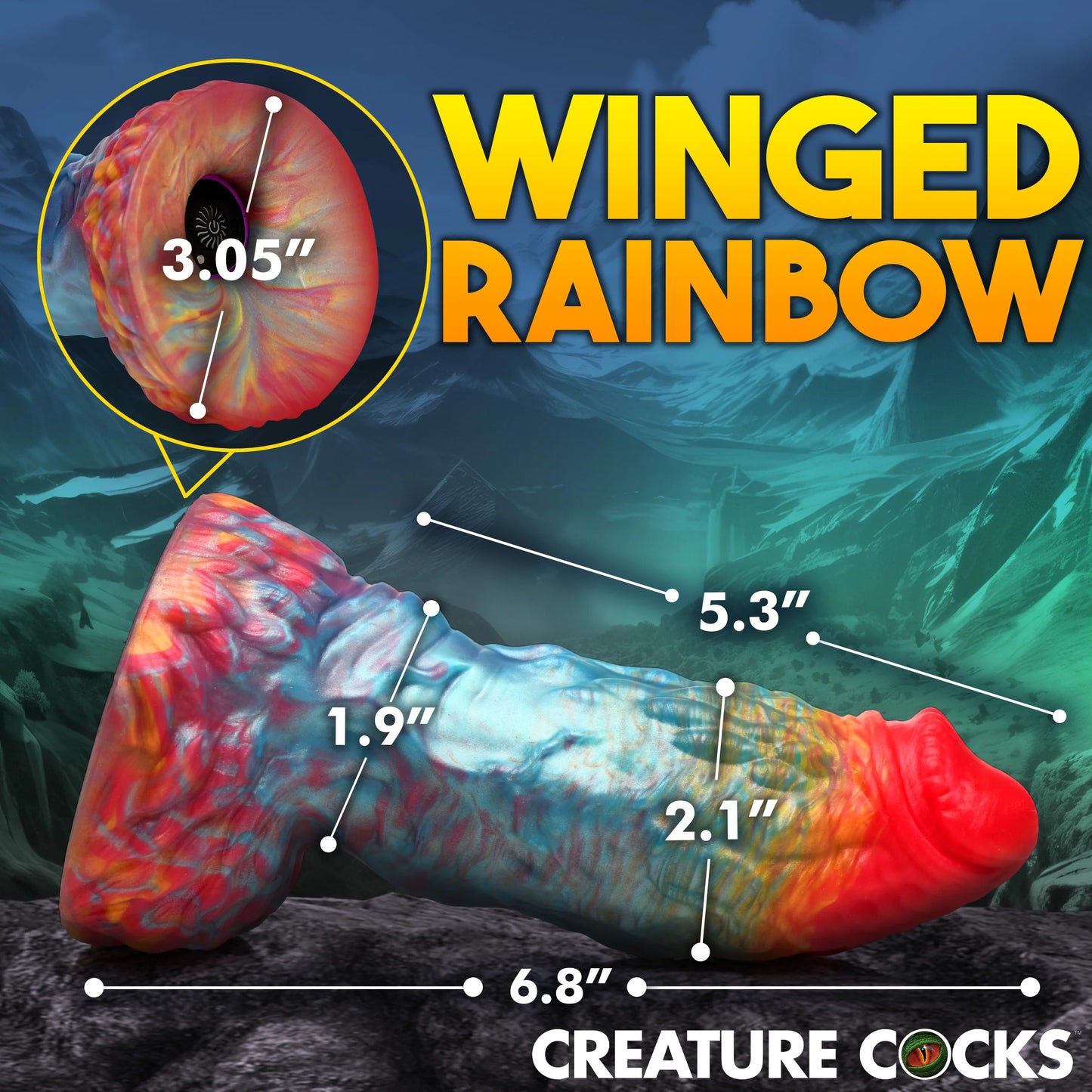 Creature Cocks Rainbow Phoenix Vibrating Silicone Dildo with Remote Control