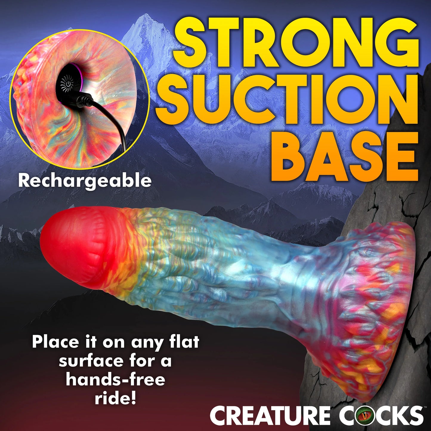 Creature Cocks Rainbow Phoenix Vibrating Silicone Dildo with Remote Control