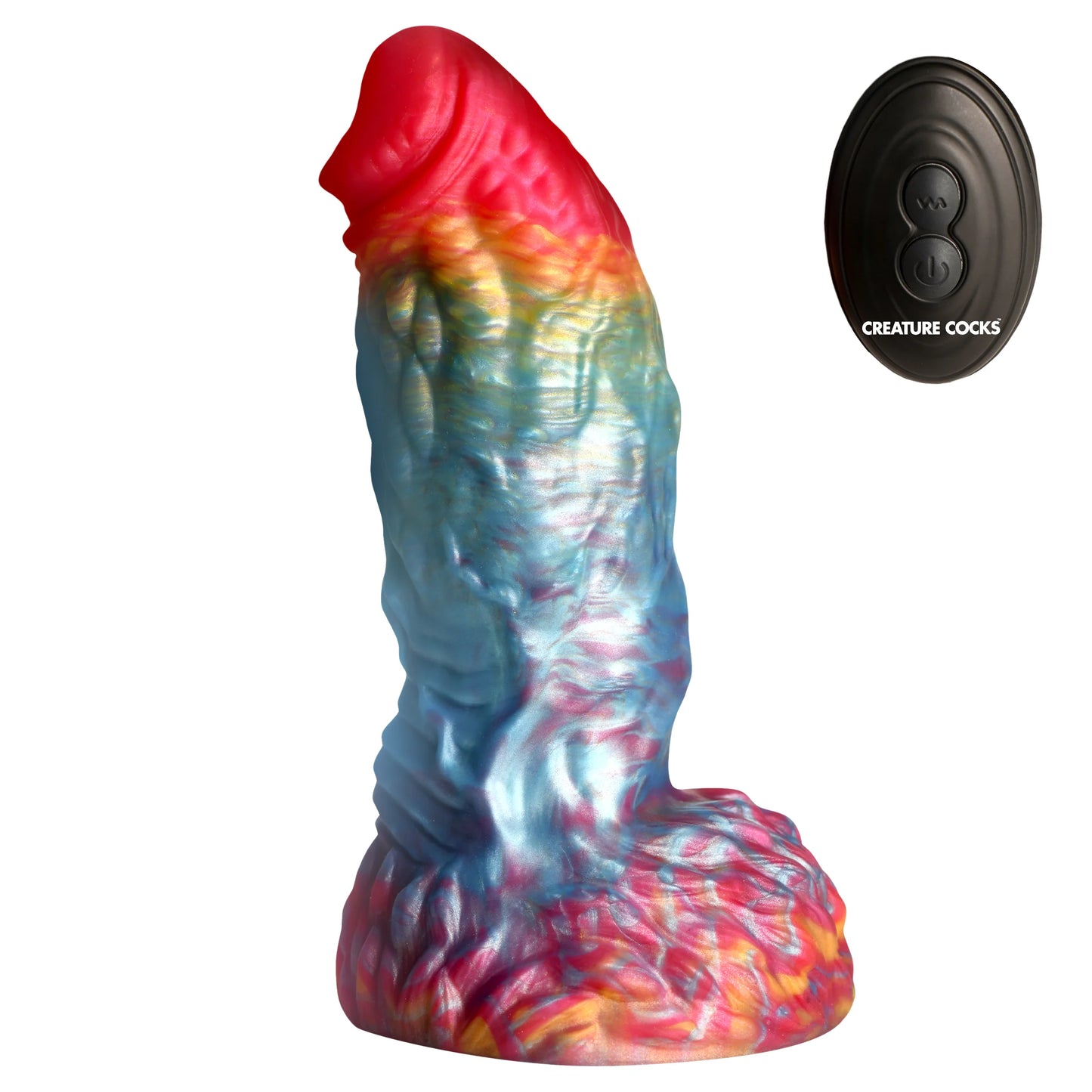 Creature Cocks Rainbow Phoenix Vibrating Silicone Dildo with Remote Control