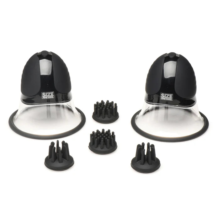 Size Matters 10X Rotating Silicone Nipple Suckers w/ 4 Attachments - Black