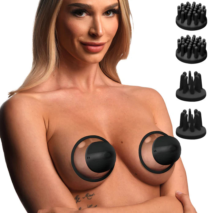 Size Matters 10X Rotating Silicone Nipple Suckers w/ 4 Attachments - Black
