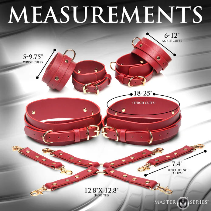 Master Series Crimson Captive Thigh Wrist Ankle Hog Tie Restraints