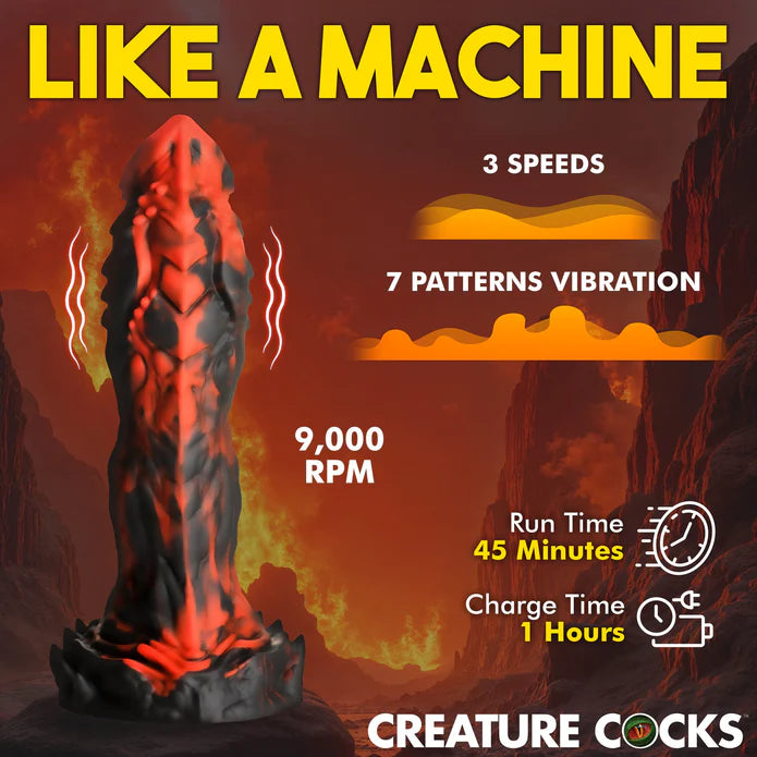 Creature Cocks Inferno Cock Vibrating Silicone Dildo w Remote