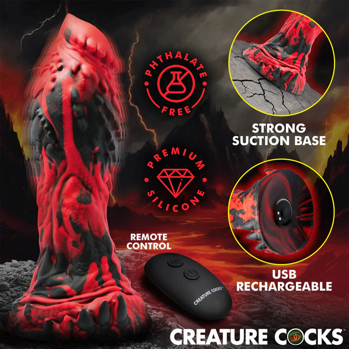 Creature Cocks Inferno Cock Vibrating Silicone Dildo w Remote