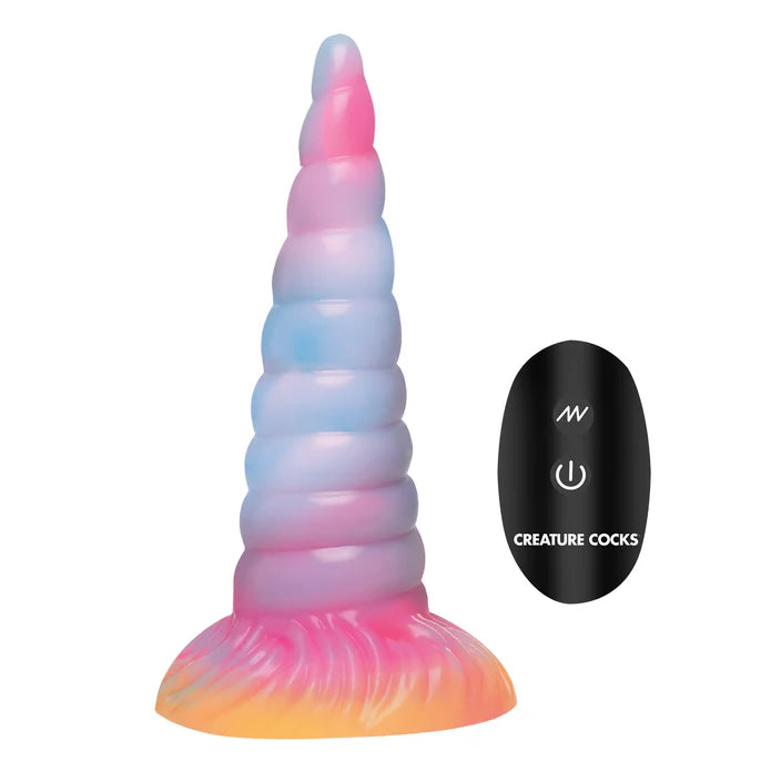 Creature Cocks Unicorn Glow-in-the-Dark Vibrating Silicone Dildo w Remote