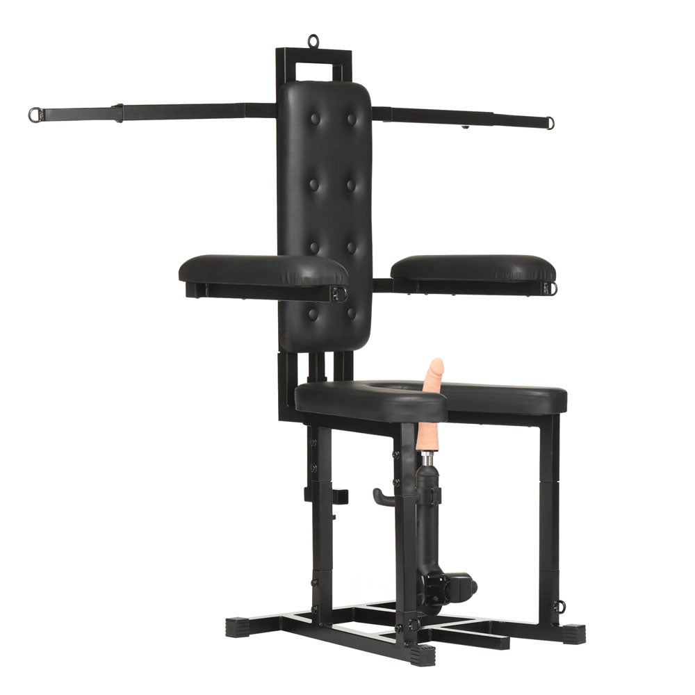 Master Series Enforcer Chair with Sex Machine - Deluxe Restraint Chair with Mains Powered Sex Machine