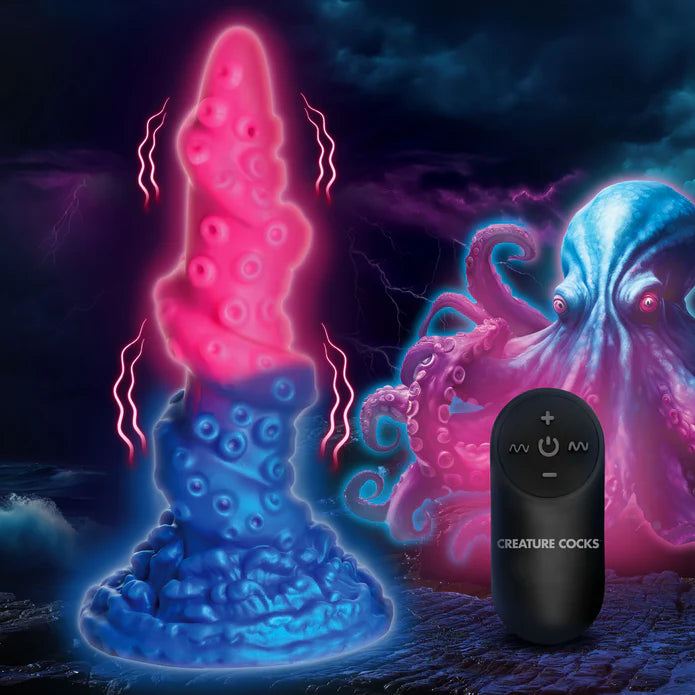 Creature Cocks Deluxe Lord Kraken Vibrating Glow-in-the-Dark Silicone Dildo w Remote