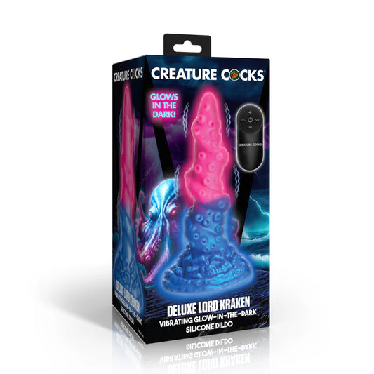 Creature Cocks Deluxe Lord Kraken Vibrating Glow-in-the-Dark Silicone Dildo w Remote