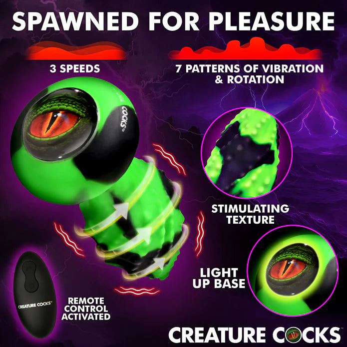 Creature Cocks Eye of the Spawn Vibrating & Squirming Silicone Butt Plug w Remote