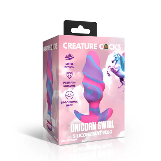Creature Cocks Unicorn Swirl Silicone Butt Plug Large