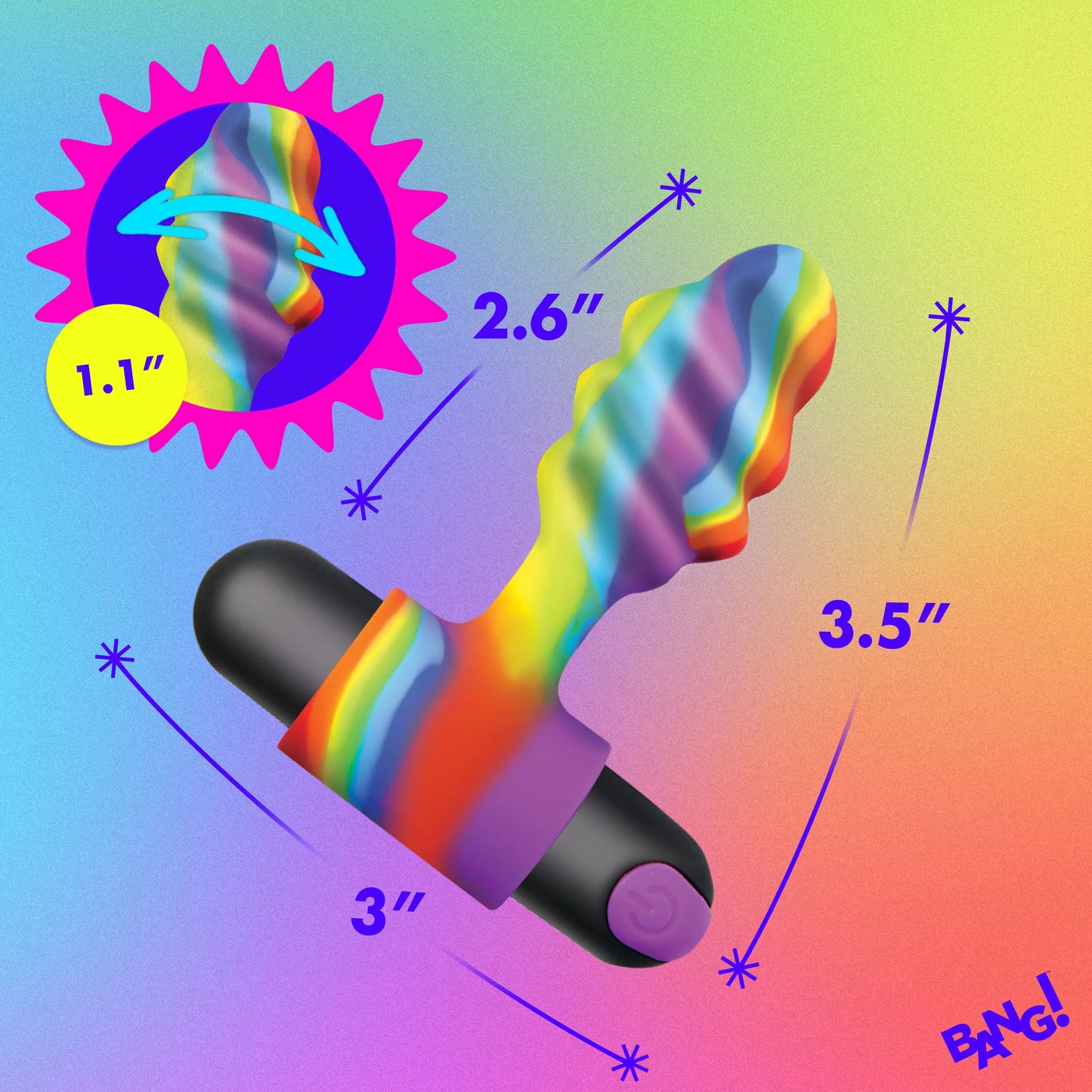 XR Brands | BANG! Vibrating Rainbow Butt Plug
