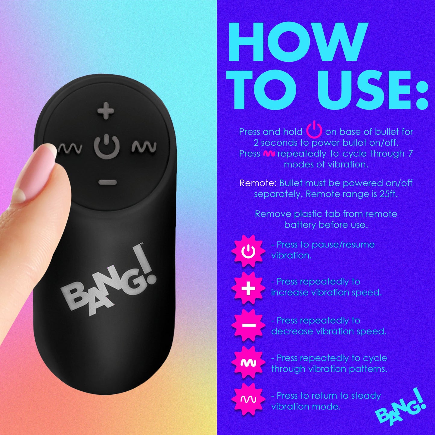 XR Brands | BANG! Vibrating Rainbow Butt Plug